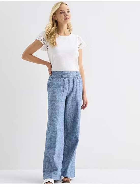 St. John's Bay Pants - St. John's Bay Chambray Wide-Leg Pants in Blue